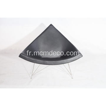 Chaise longue en cuir de coco en cuir aniline noir